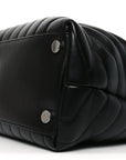 Calfskin Y Quilted Monogram Large Loulou Chain Satchel Black