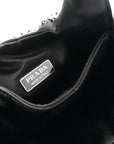 Satin Crystal Soft Padded Small Double Handled Shoulder Bag Black