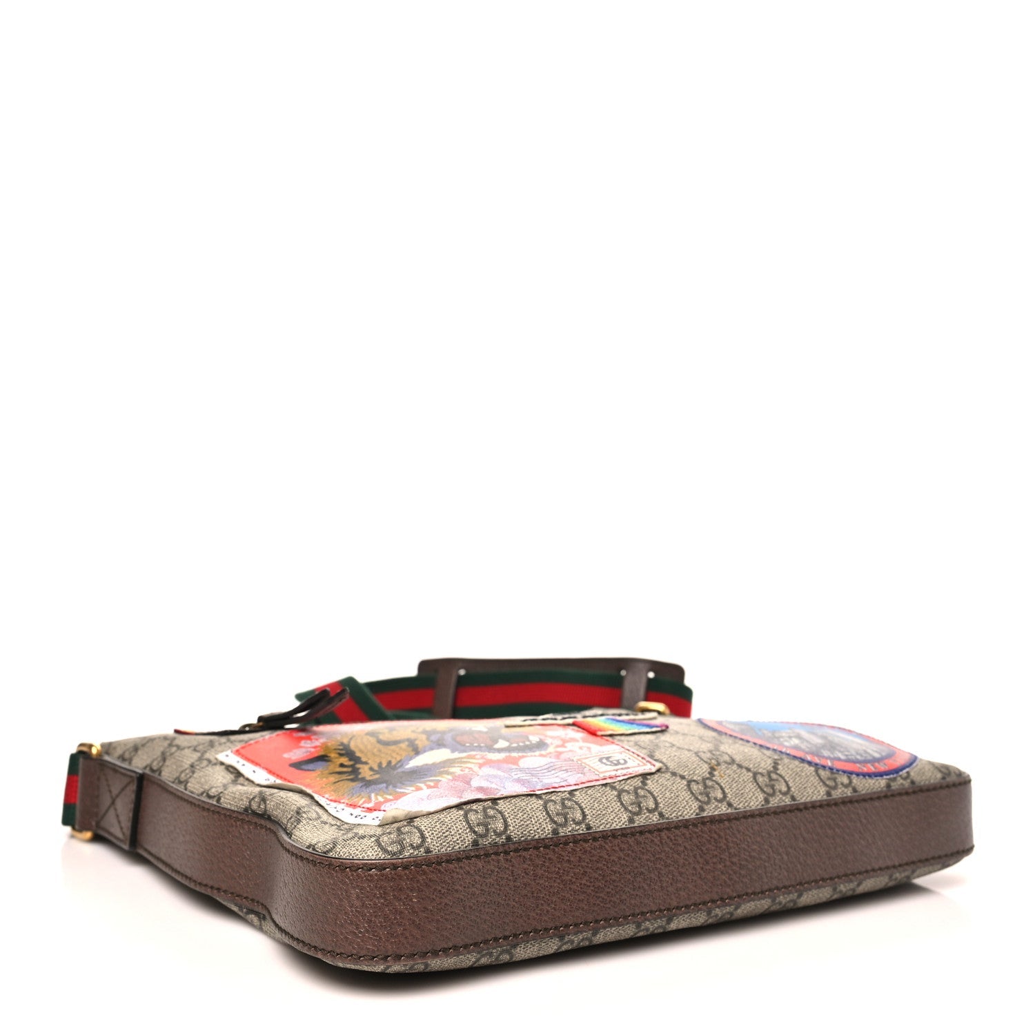 Soft GG Supreme Monogram Courrier Web Medium Flat Messenger Bag Beige New Acero Multicolor