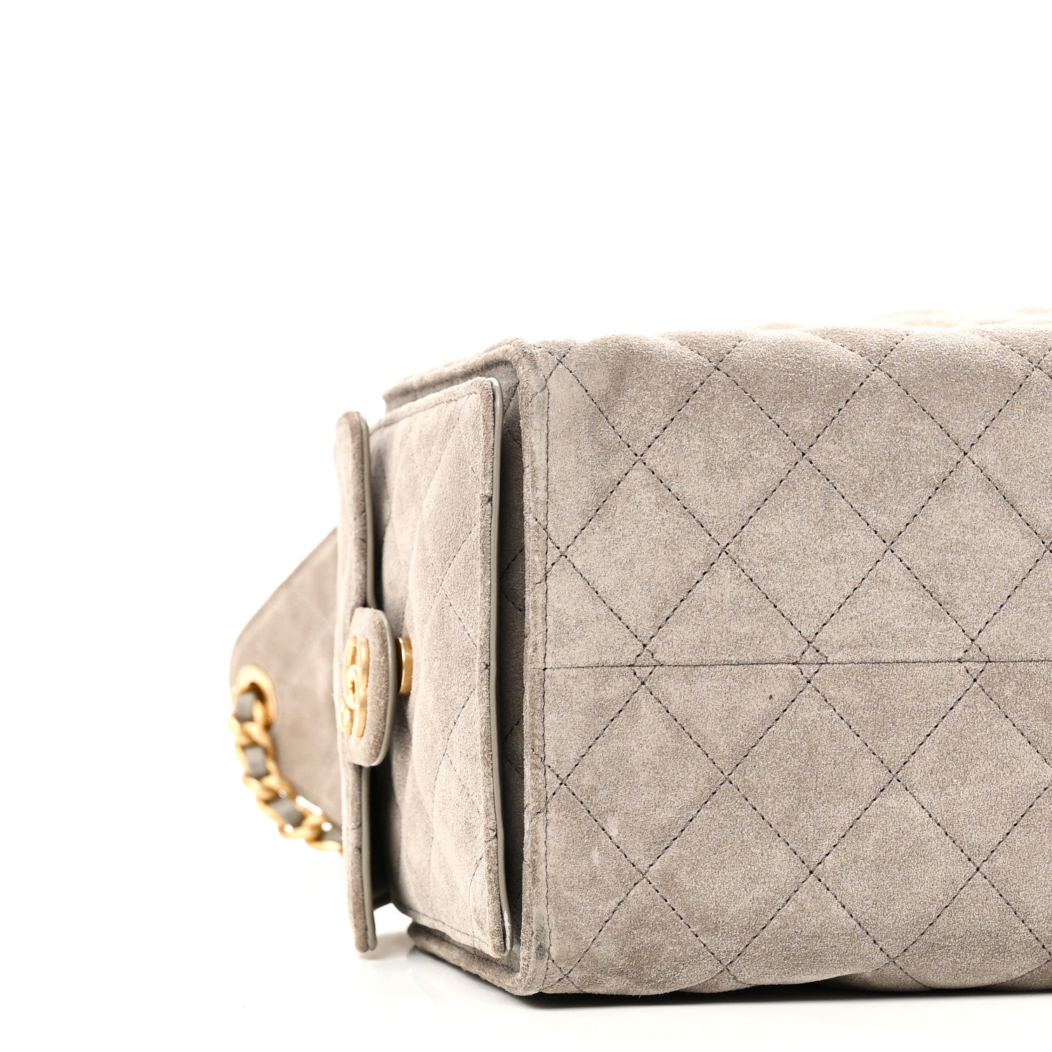 Suede Quilted Medium CHNL 25 Handbag Grey