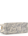 Canvas Embroidered Toile De Jouy Reverse Mini Book Tote With Strap Grey