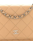 Caviar Quilted Wallet on Chain WOC Beige