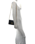 Shiny Calfskin Triomphe Margo Wallet on Chain Black