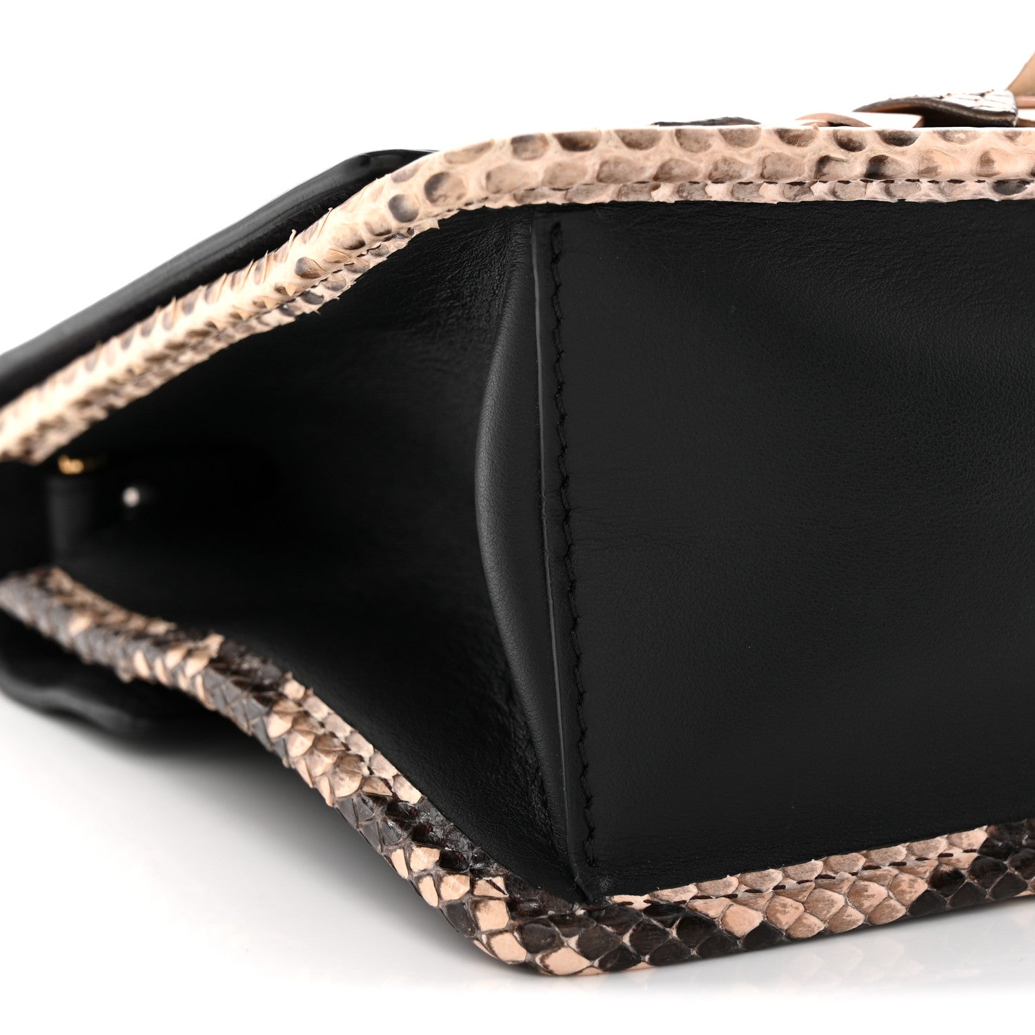 Vitello Century Snakeskin F is FNDI Flower Burst FF Small Kan I Shoulder Bag Black Beige