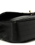Lambskin Chevron Quilted Medium Double Flap Black
