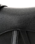 Grained Calfskin Saddle Bag With Strap Black