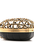 Metal Lambskin Quilted CC Heart Minaudiere Crossbody Black