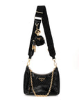 Patent Naplak Re-Edition 2005 Shoulder Bag With Charm Black