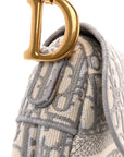 Oblique Embroidered Saddle Bag Gray