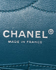 Lambskin Quilted Jumbo Double Flap Turquoise