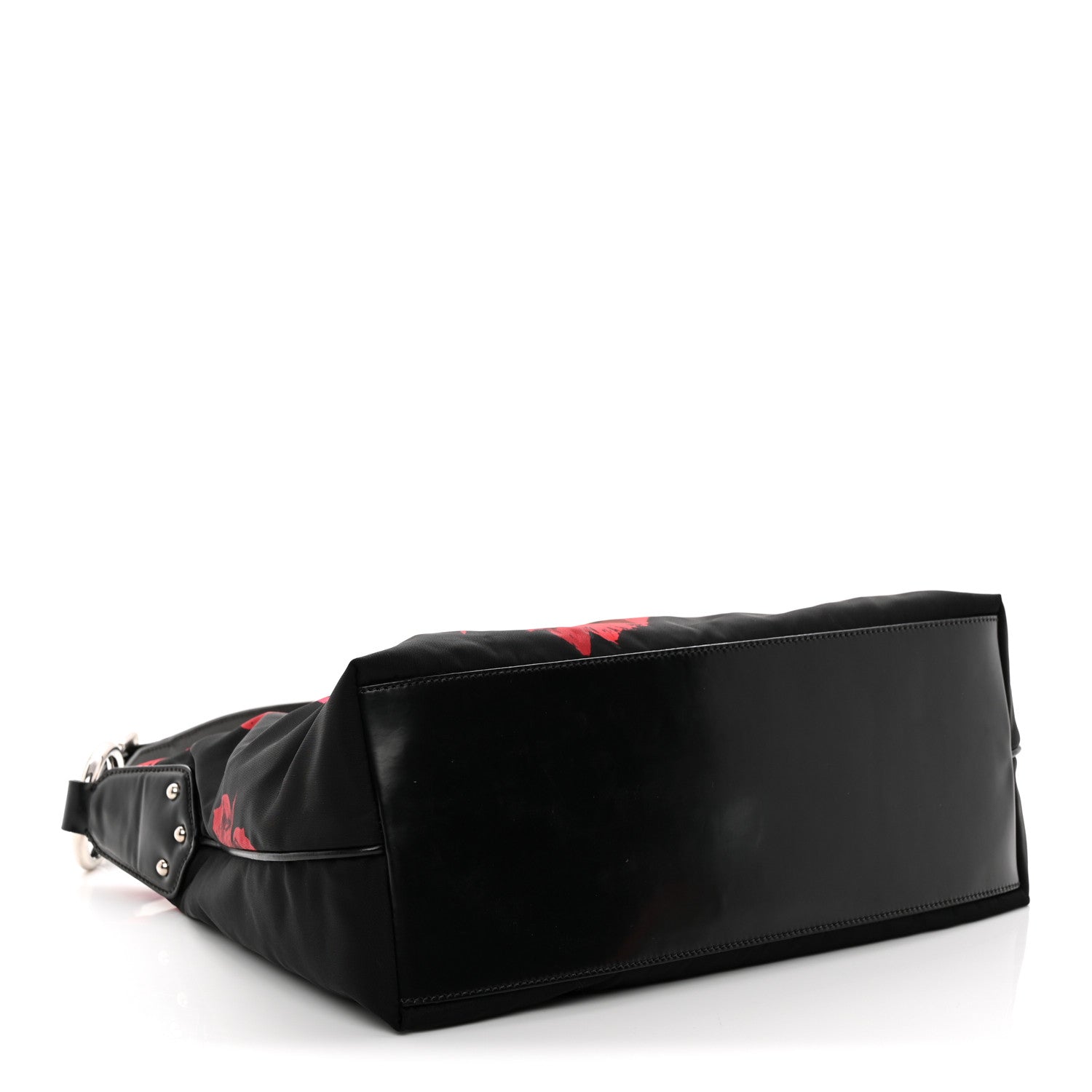 Tessuto Nylon Rose Shoulder Bag Black Rosso