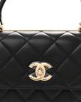 Lambskin Quilted Small Trendy CC Dual Handle Flap Bag Black
