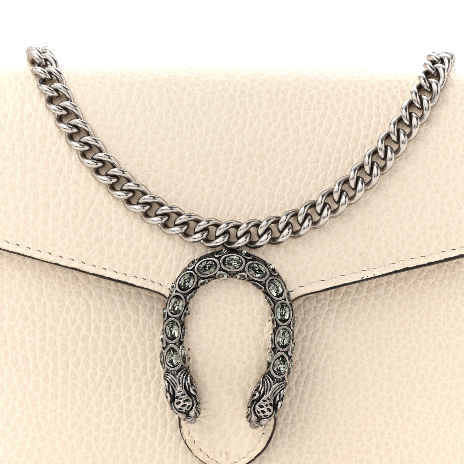 Dollar Calfskin Mini Dionysus Chain Wallet Mystic White