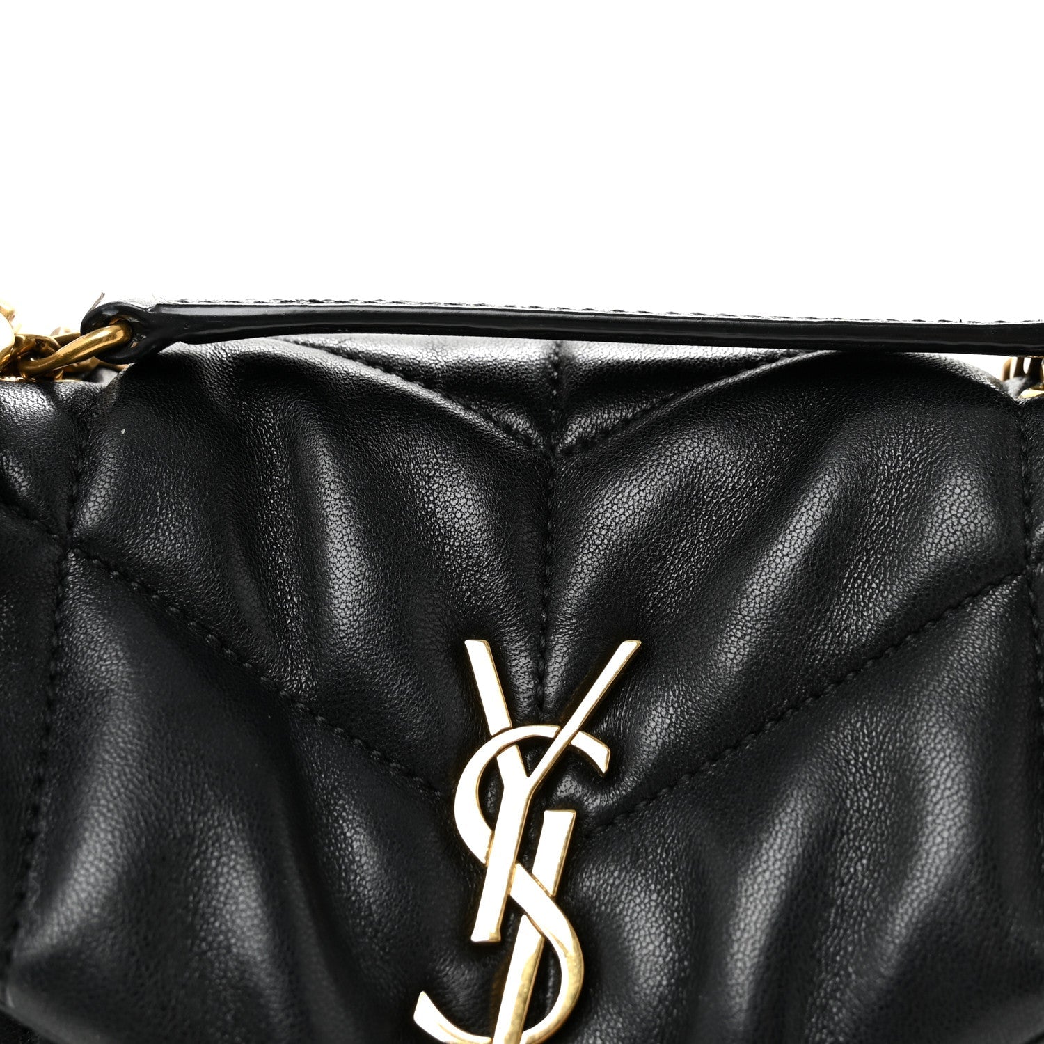 Lambskin Quilted Toy Loulou Puffer Monogram Chain Satchel Black
