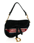 Velvet Crocodile Effect Saddle Bag Green