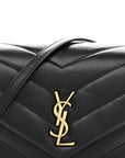 Calfskin Y Quilted Monogram Toy Loulou Crossbody Bag Black