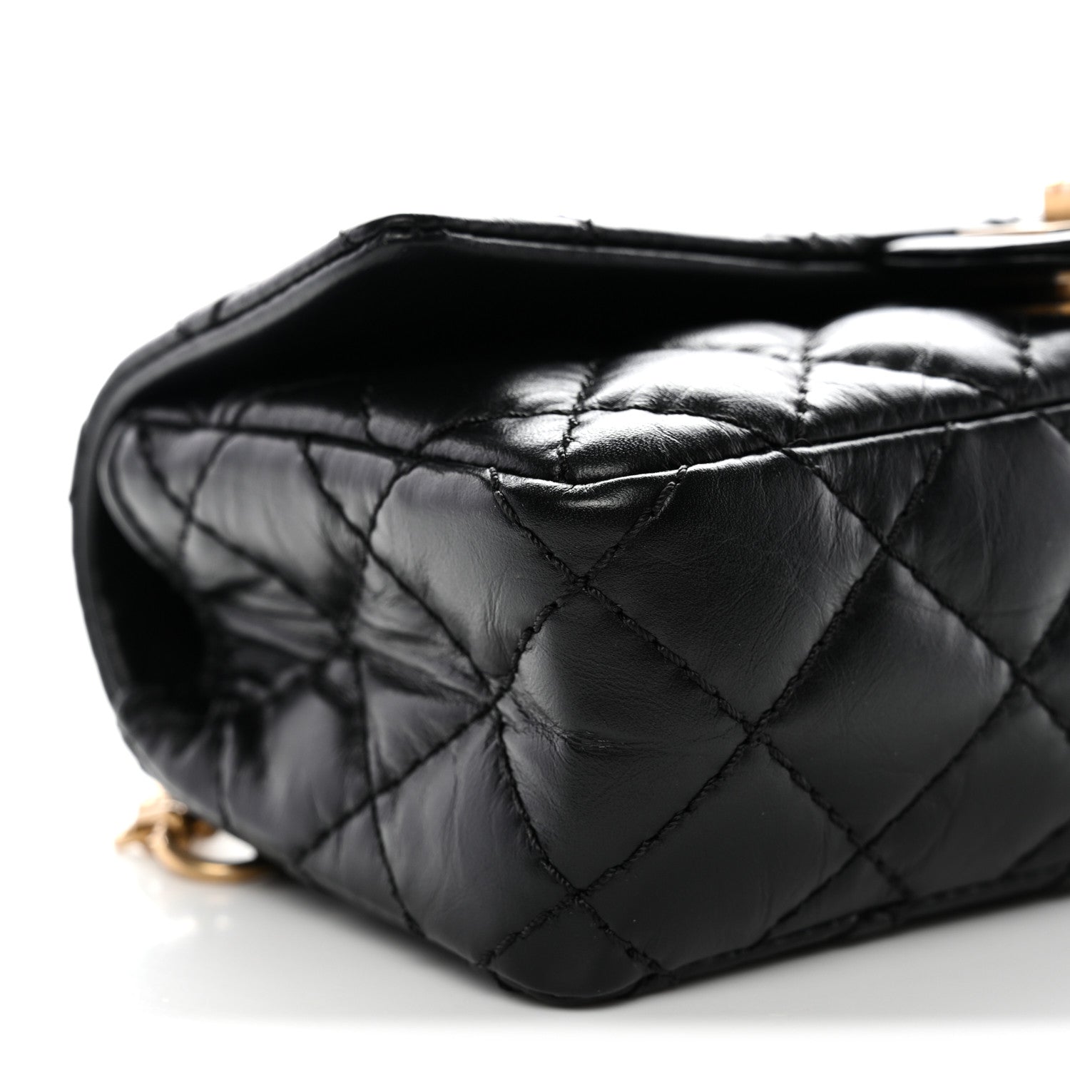 Aged Calfskin Quilted 2.55 Reissue Chain Waist Bag Black