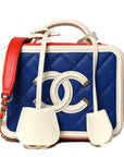 Caviar Quilted Small CC Filigree Vanity Case Blue White Red