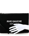 Linen Canvas Rive Gauche Zipped Pouch Black