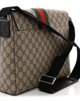 GG Supreme Monogram Web Flap Messenger Bag Black