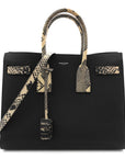 Grained Calfskin Embossed Python Small Sac De Jour Black
