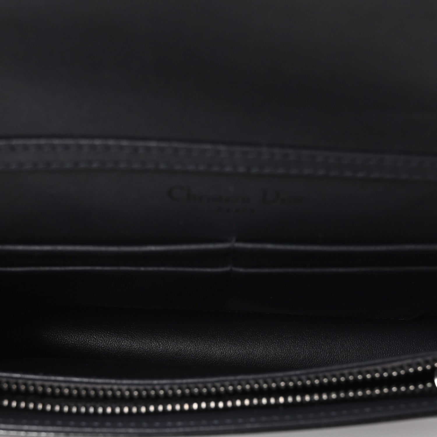 Metallic Patent Micro-Cannage D1ORama Wallet on Chain Pouch Onyx Black