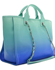 Shaded Calfskin Small Deauville Tote Light Green Turquoise Purple