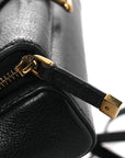 Goatskin Double Saddle Pouch Black