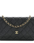 Caviar Quilted Wallet on Chain WOC Black