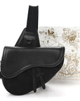 Nylon Grained Calfskin Saddle Bag Black Multicolor