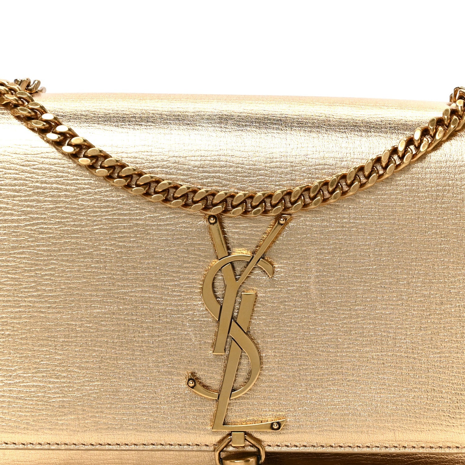 Metallic Calfskin Small Classic Monogram Kate Tassel Satchel Gold