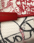 Canvas Embroidered Medium D1ORamour D-Royaume Book Tote Red Multicolor