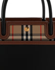 Calfskin Vintage Check Medium Two Handle Title Bag Black