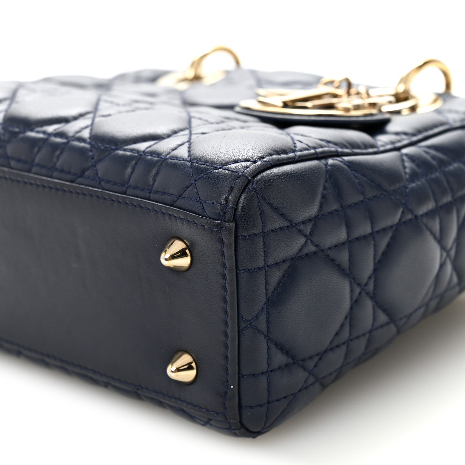 Lambskin Cannage Small Lucky Badges My Lady D1OR Navy