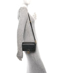 Goatskin Double Saddle Pouch Black