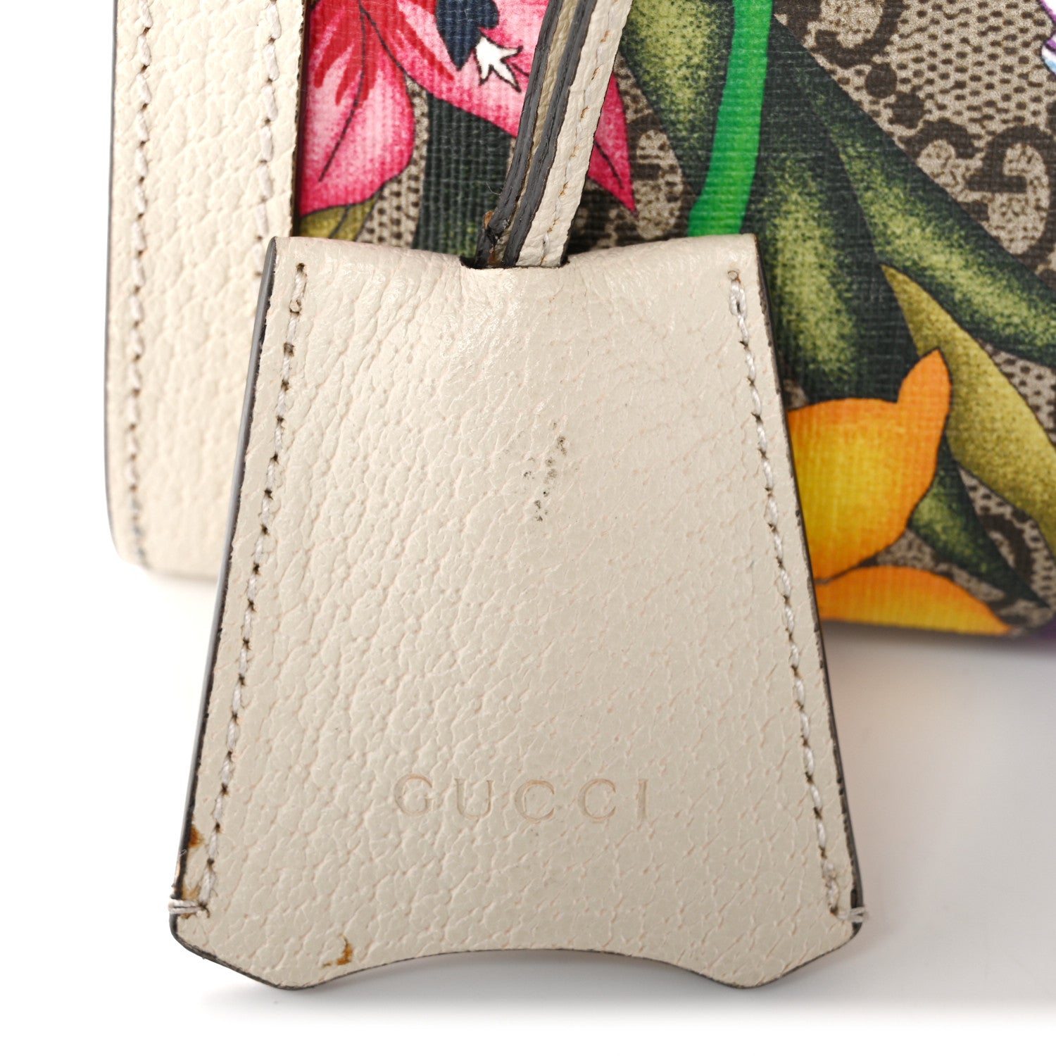 GG Supreme Monogram Flora Textured Calfskin Small Padlock Tote Beige Ebony Multicolor Mystic White