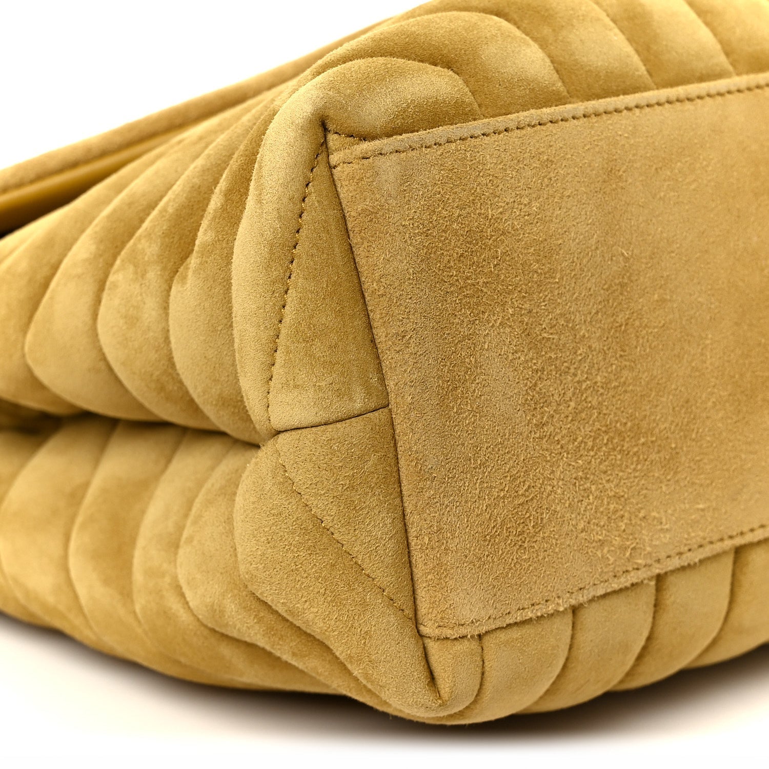 Suede Y Quilted Monogram Medium Loulou Chain Satchel Chartreuse
