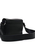 Grained Calfskin Saddle Messenger Bag Black