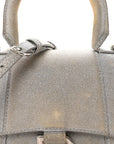 Glitter Fabric Hourglass Top Handle Bag XS Grey