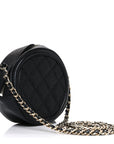 Caviar Quilted Round Filigree Crossbody Black