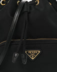 Nylon Vela Saffiano Mini Bucket Crossbody Bag Black