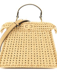 Raffia Embroidered Vitello King Shiny Nappa Intreccio Small Peekaboo I SEE U Satchel Sahara