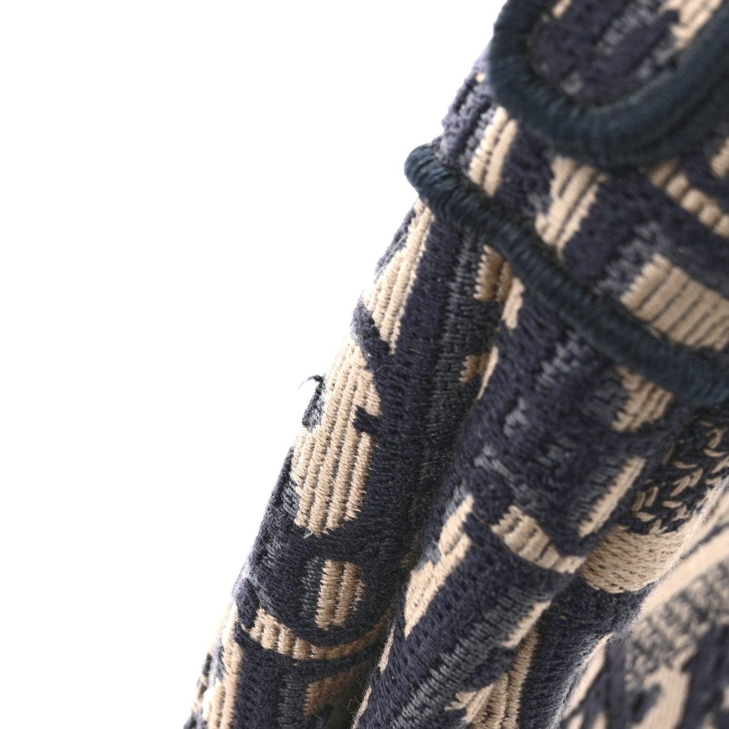 Oblique Embroidered Saddle Bag Blue