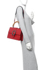 Dollar Calfskin Crystal Web Medium Dionysus Bamboo Top Handle Bag Hibiscus Red Black Diamond