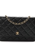 Lambskin Quilted Wallet On Chain WOC Black