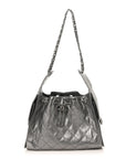 Metallic Caviar Quilted Small CHNL 25 Handbag Anthracite