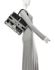 Canvas Embroidered Medium Paris Book Tote Black White