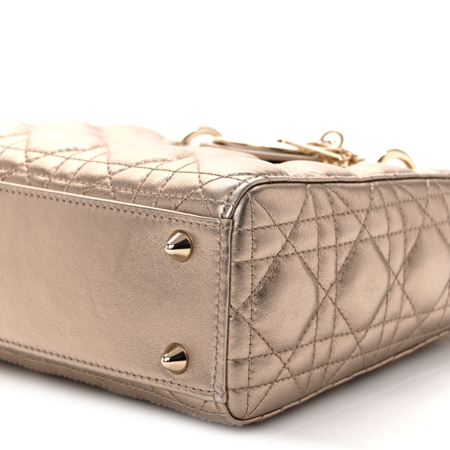 Metallic Lambskin Cannage Small My ABCD1OR Lady D1OR Gold