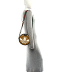 X ADIDAS Crystal Vintage Monogram Textured Dollar Calfskin Web Trefoil Small Ophidia Round Shoulder Bag Mid Natural Nut Off White New Acero