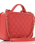 Caviar Quilted Medium CC Filigree Vanity Case Red